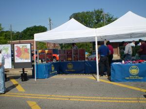 Booths showing an array of educational information